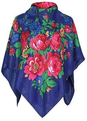 FNAPE Damen Schal Russischer Babuschka Schal Wrap Traditioneller Retro Ukraine Stil Bedruckte Quadratische Schals (104,1 x 104,1 cm, 5, 41in x 41in