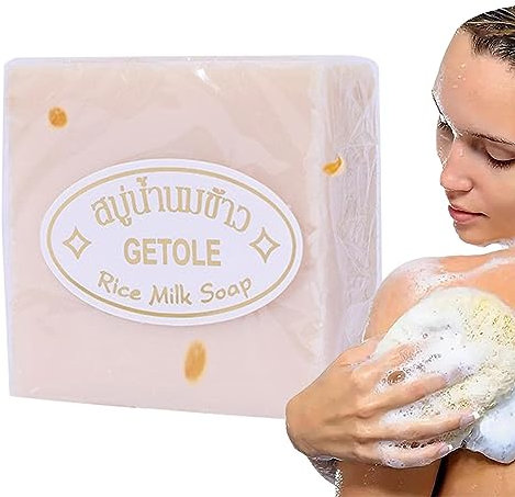Reismilch-Seifenstück - Natürliche thailändische Reismilchseife feuchtigkeitsspendend | 3 Stück aufhellende, körperreinigende Reis-Ziegenmilchseife für Körper und Gesicht, sicher für Kinder und Troonz