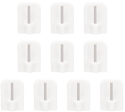 AIVEKE 10 Pezzi Bianco Autoadesiva Ganci - Ganci per Tende Plastica Ganci Autoadesivi Senza Trapano Gancio da Parete Adesivo per Bagno Cucina Camera da Letto Ufficio