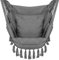 Springos Sedia Sospesa Brasiliana Grigia con 2 Cuscini, Cotone/Poliestere, Struttura in Legno, portata max 150 kg, tasca laterale, design Boho comodo per giardino, terrazza e casa