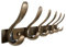 Honsky Garderobenhaken, Wandgarderobe mit 6 Doppelte Haken, Metall, 100% Metall, Haken, Garderobenleiste für Jacken, Mäntel, Schals, Braun