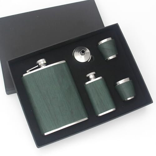 Edelstahl Flachmann 260ml Geschenkset mit Zwei Schnapsgläsern und Trichter Flachmann aus r Geeignet Zum von Bar Party Camping Grill Portable Flask 
