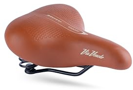 Via Veneto Bazam Bassano Vintage-Fahrradsattel mit Federn, XL, Ergofit by Bassano, hergestellt in Italien, bequemer und ergonomischer Retro-Sattel für Fahrräder, Erwachsene, Uni, Farbe Leder Braun