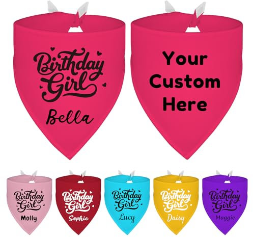 Personalisiertes Halstuch für Mädchen und Hunde, mit Namen, personalisierbar, für Geburtstag, Party, Halstuch, Haustier-Foto-Requisite, Hunde-Zubehör, Größe M