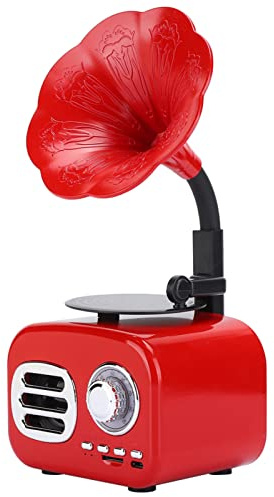 Ejoyous Retro Lautsprecher, Tragbarer Retro Speaker mit 5W Sound 1200mAh und Kartensteckplatz für Desktop Laptop Reisen (Peking-Oper Rot)