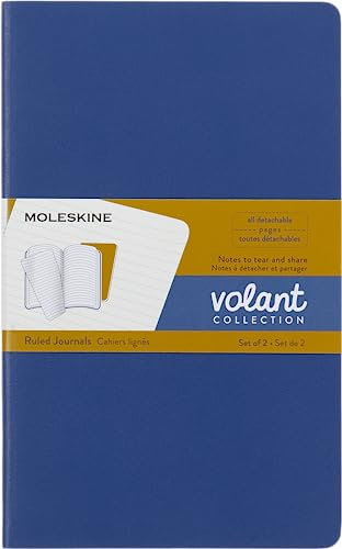 Moleskine Volant Notizhefte (liniert, Soft Cover, Large/A5) 2er-Set Vergissmeinnicht Blau, Bernsteingelb