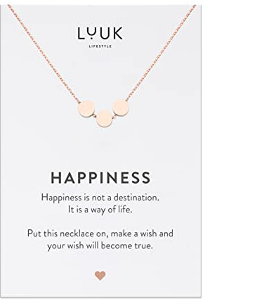 LUUK LIFESTYLE Wasserfeste Edelstahl Halskette mit Anhänger, moderner Schmuck, Geschenkidee für Damen, Glücksbringer für Frauen, feminin & filigran, Kette mit Coins I Kreise, roségold