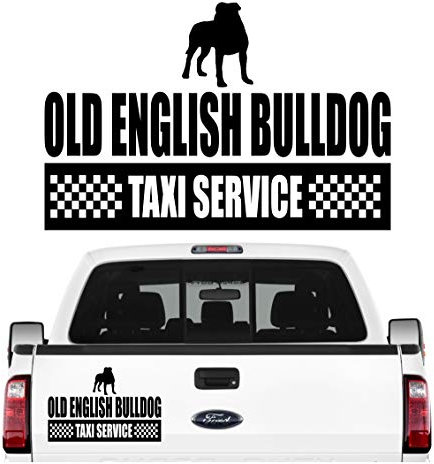 siviwonder Auto Aufkleber Old English Bulldog - OEB - Taxi Yellow Cab Autoaufkleber Hundemotiv Hundeaufkleber autoaufkleber Hund Folie schwarz