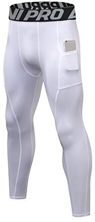 LNJLVI Kompressionshosen Herren Workout Sport-Leggings Atmungsaktiv Fitness Strumpfhosen Lange Running-Hosen(Weiß,XXL)