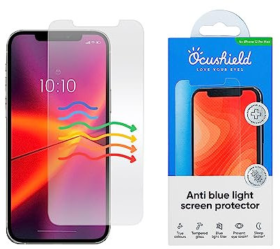Ocushield Anti Blue Light Tempered Glass Screen Protector for iPhone 12 Pro Max 6.7 - Protect Your Eyes Reduce Migraines & Improve Sleep
