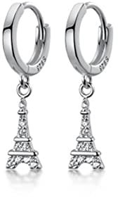 BEWITCHYU S925 Silberne Eiffelturm Diamantohrringe, Kurze und Einfache Ohrringe für Weniger DamenS925 weiße Ohrringe Schnalle