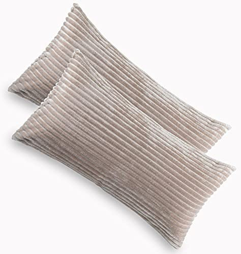 Kuscheli® 2er Set Kissenbezug im Doppelpack Cashmer Touch Fleece Kissenhülle, Sofakissen Kopfkissenbezug Kissenbezüge Couchkissen, Farbe:Taupe, Größe:2X 40x80 cm