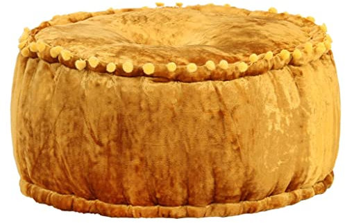 vidaXL Pouf Sitzpouf Sitzpuff Puff Sitzhocker Bodenkissen Hocker Sitzkissen Fußhocker Ottomane Schemel Deko Rund Samt 40x20cm Senfgelb
