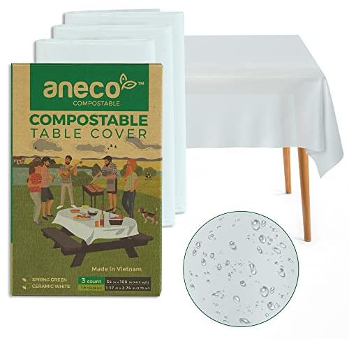 ANECO 100% Compostable Tablecloths (54''x108'', 3 Count)
