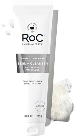 RoC Retinol Correxion Deep Wrinkle Serum Facial Cleanser with Niacinamide for Anti-Aging & Fine Lines, Makeup Remover, Ophthalmologist Tested Skin Care, 6 oz