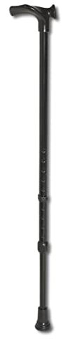 FabaCare Gehstock Handy, Gehstütze mit anatomischem Griff, höhenverstellbar, extra leicht, bis 125 kg, Schwarz Pulverbeschichtet, Links