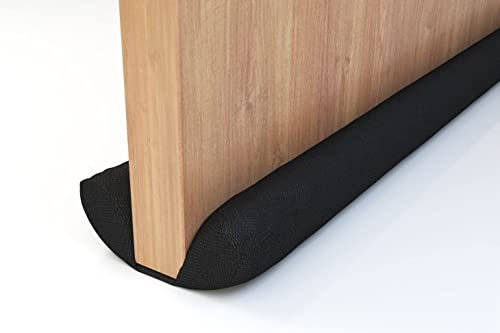Boudin de porte noir pour portes réglables, double face, bloqueur de bruit de 94 cm, bloqueur de vent plus épais (noir-1)