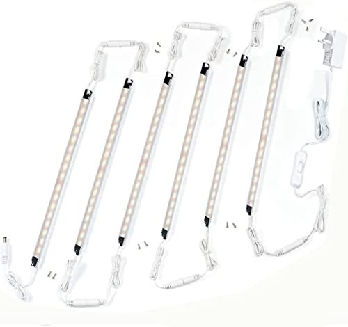 Under Cabinet LED Lighting Kit - Warm White (3000K) | 6x Linkable Display Case Light Strips | Ultra-Slim & Energy Efficient | Includes Rocker Switch & UK Adapter | Ideal for Kitchens & Closets