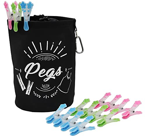 JVL Large Peg Bag with 144 Prism Soft Touch Flower Deign Pegs, Multicolor (08-040-272)