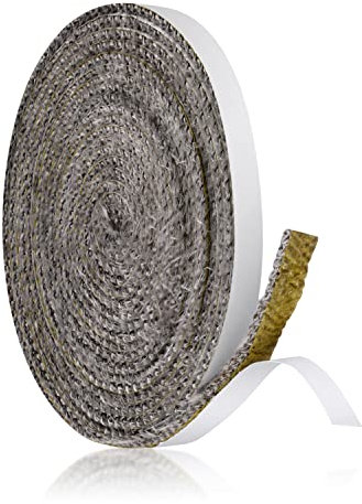 Savita Guarnizione per Camino, 4m di Lunghezza 10x3mm Autoadesiva Guarnizione per Vetro Camino Corda Camino Sostituzione Guarnizione per Forno Stufa a Legna per Caminetti Stufe a Legna (Grigio)