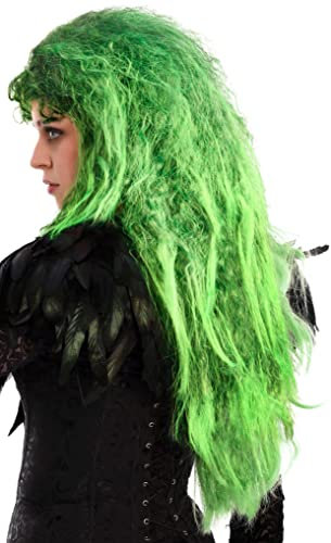Balinco Perücke Hexe Halloween, Grüne Perücke, Headband Wig, Green Wig, Hexen Kostüm Accessoire, Motto Party Kostüm Zubehör, Karneval, Fasching, Weiberfastnacht