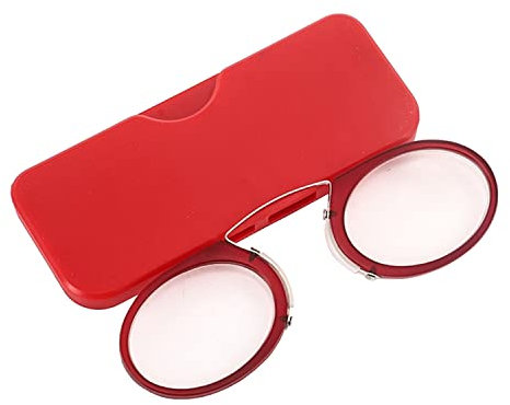 GERUI Lesebrille 2.0 Dioptrien Damen Herren Monokel Lesehilfe Mini Nasenclip Randlose Lesebrille (Rot, 2.5, diopters)