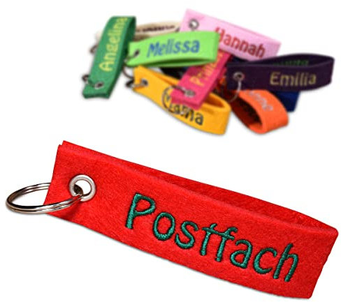 polar-effekt Filz Schlüsselanhänger mit personalisiertem Stick - Schlüsselband - Farbe Rot - Haustürschlüssel - individuelle Geschenkidee Geburtstag - Kinder, Junge, Mädchen