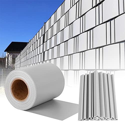 AufuN PVC Sichtschutzstreifen Sichtschutzfolie inkl. 120 Stücke Befestigungsclips 450g/m² Windschutz Garten Doppelstabmattenzaun (260m x 19cm, Hellgrau)