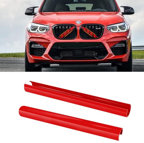 TTCR-II 2PCS Frontgrill Einsatz,Streifen Kühlergrill Einsätze Zierleiste Kompatibel mit BMW X3 F25 G01/ X4 F26 G02/X5 E70 F15 F85 G05/X6 E71 F16 F86 G06/X7 G07 Grill Streifen(Rot)