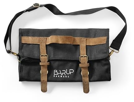 HENDI Barzubehörtasche, Bar up, Bartender-Tasche, für löffel-Pinzetten-Barmaße, Fach für einen Shaker, Baumwolle, Wildleder, Schwarz
