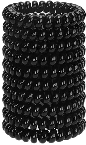 JessLab Spirale Haargummis, 10 Stück Spurlos Telefonkabel Haargummis für Pferdeschwanz, Kunststoffspulen-Haarbänder für Frauen und Mädchen, Farblich Sortiert (#29)