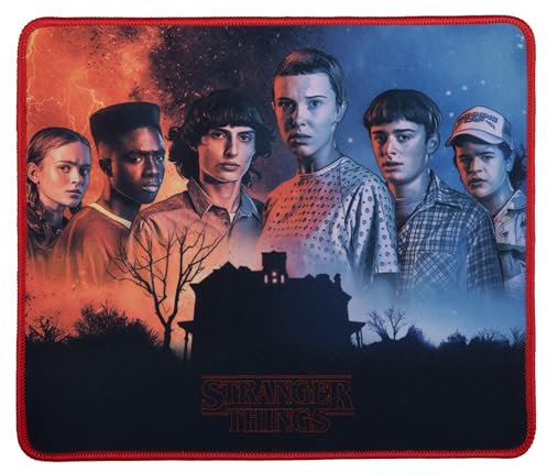 Konix Stranger Things Gaming-Mauspad 32 x 27 cm - rutschfeste Mikrofaser-Oberfläche - Gummi - Best Friends-Motiv