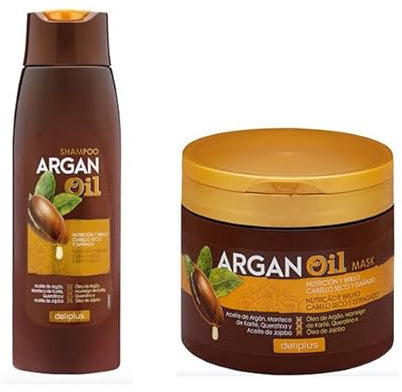 Pack 2 Shampoo 400 ml und Maske 400 ml Argan Oil trockenes und geschädigtes Haar, 2 x 400 ml Deliplus
