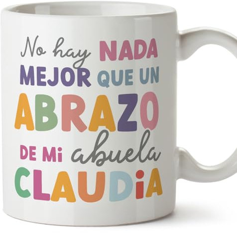 MUGFFINS Tazas Personalizadas para ABUELA - En Español - Abrazo de mi abuela - 11 oz / 330 ml - Regalo personalizable original y divertido