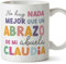 MUGFFINS Tazas Personalizadas para ABUELA - En Español - Abrazo de mi abuela - 11 oz / 330 ml - Regalo personalizable original y divertido
