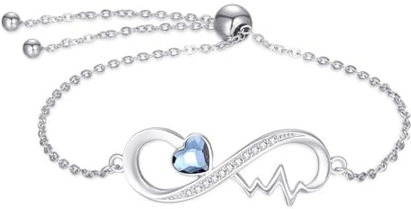 PARYFO Infinity Armband für Frauen 925 Sterling Silber zierlich Unendlichkeit Herz Charme Armband mit Kristall Verstellbare Armbänder Schmuck Weihnachten Geschenk für Frauen Mädchen Frau Mama