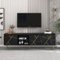 Rtopsu TV-Schrank, Fernsehtisch Lowboard für Fernseher bis zu 90 Zoll, TV-Regal mit 3 Türen und 2 Offenen Stauraum Fächern für Wohnzimmer Esszimmer und Schlafzimmer, 200x35x60 cm, Holz, Schwarz