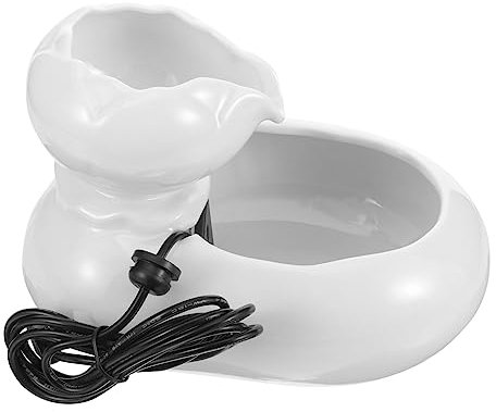WOONEKY Fuente De Agua Automática De Cerámica para Mascotas Bebedero Silencioso USB Diseño Ergonómico y Superficie Lisa para Gatos y Perros Pequeños