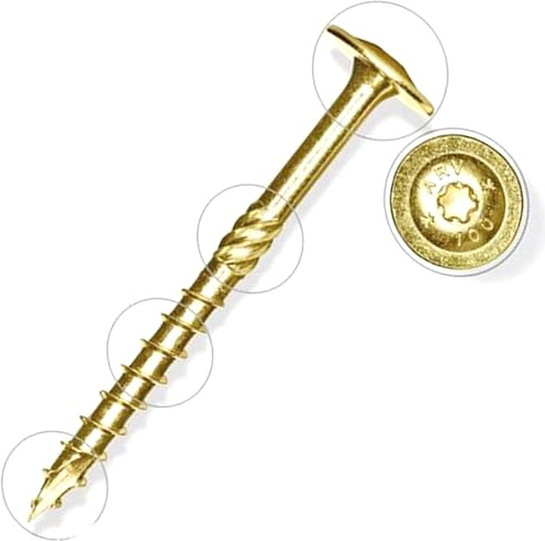 Torx Wafer Head Wood Screws 80mm (Pack of: 4) Premium Self Tapping for Timber Decking, Sleepers, Railway DIYUK