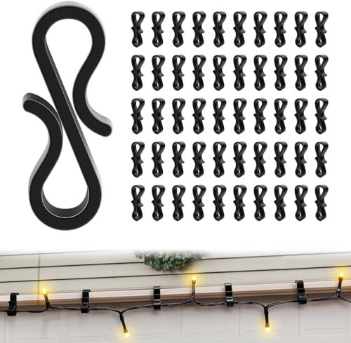 Etopgo 120pcs Mini Plastic Gutter Hooks, S Clip for String Lights, Outdoor Light Clips for Wedding Christmas Halloween Garden Tree Home Decor, Outside Lighting