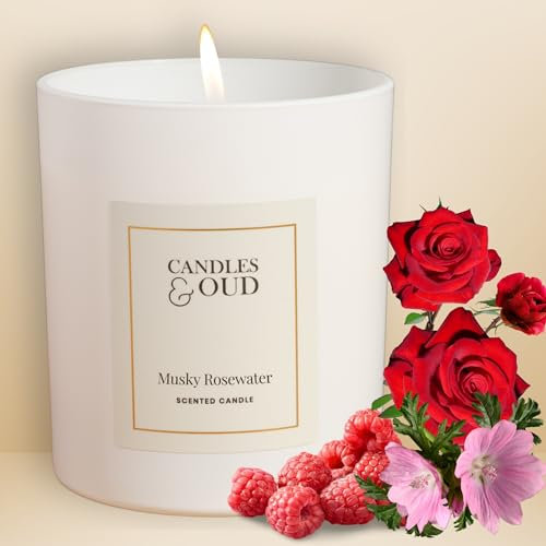 Musky Rosewater l Candles & Oud l Burn Time: 40 Hours l Scented Luxury Candle l Gift Item l 220g
