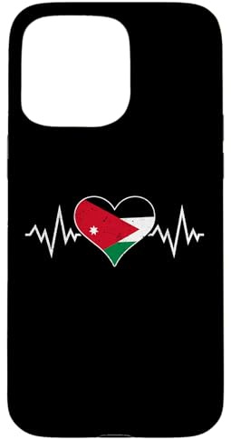 Hülle für iPhone 15 Pro Max Jordanische Flagge Vintage Herz Herzschlag Jordan Pulse Line