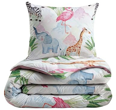 Zelesta Kiddybed kinderbettwäsche 135x200 4 Jahreszeiten - Bettwäsche winterdecke und Sommer-Bettdecke - Waschbare kinderdecke ohne Bezug - Kinderbettdecke mit Muster (Colourful Animals)