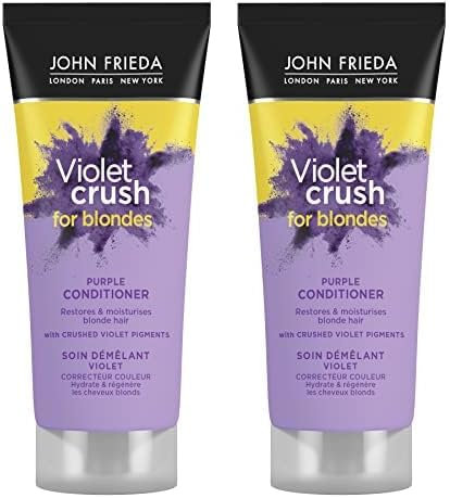 JOHN FRIEDA - Acondicionador Violet Crush 75 ml, Acondicionador Intenso, Elimina los Reflejos Anaranjados, Matizador Cabello Teñido o Natural, para Cabellos Rubios, Tonificación Uniforme del Cabello