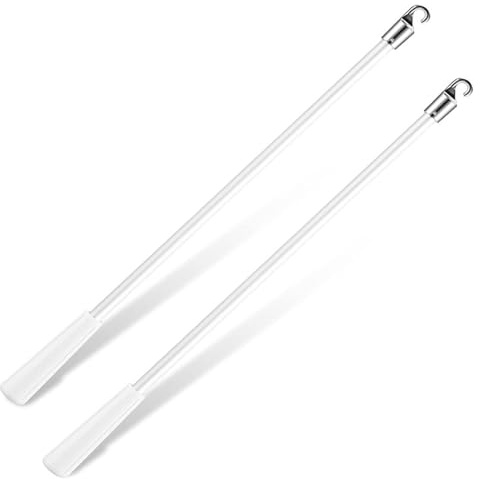 2-Pack Blind Wand Replacement Set - Adjustable Window Blind Pull Rods with Hook & Grip for Vertical Blinds | Curtain Opener Stick with Pole Hook (Clear)