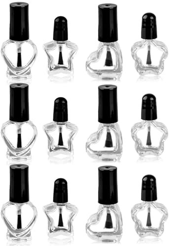 EORTA 12 Pieces Empty Nail Polish Bottles 5ML/0.17oz with Brushes Applicator, Empty Gel Polish Bottle Refillable Glass Container Mini Fingernail Bottles for Cuticle Oil Nail Art Sample Varnish