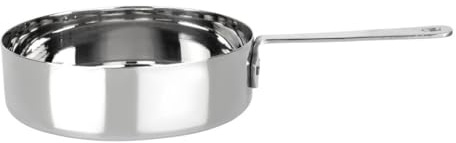 Olympia Stainless Steel Table Presentation Mini Sauce Pan, 125x35mm | Elevates food service by holding individual portions of condiments, jus, or sides in busy commercial catering venues.