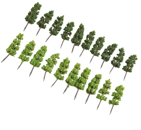 Lot de 20 arbres miniatures verts pour train et maquette - échelle 1 200