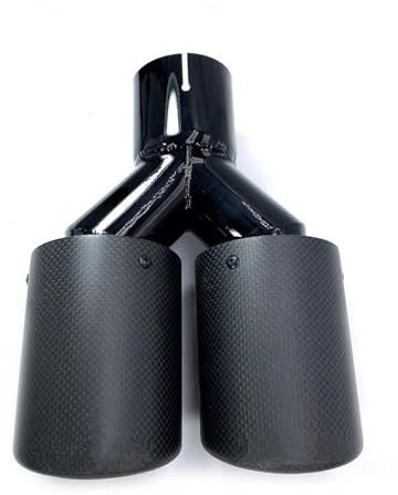 SYLTER Auto Auspuffblende 1 Stück Matt Carbon + Schwarz Edelstahl Doppelauspuffblenden Auto Schalldämpfer Doppelrohre Auspuffanlagen Autozubehör Auto Auspuff Endrohr(60 IN 101 Out)