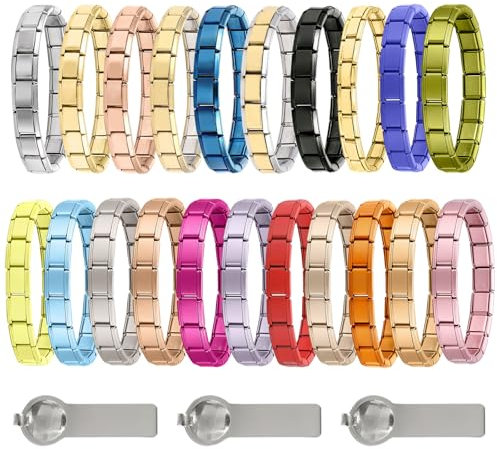 Menore Italian Charm Bracelet, Italian Charms Armband Set, DIY Abnehmbar 9mm Edelstahl Module für Italienische Armbänder, Geschenk für Frauen Mädchen (Blau)